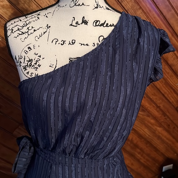 NASTY GAL Blue Ruffle One Shoulder Dress 8 - Picture 4 of 5